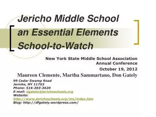Jericho Middle School an Essential Elements School-to-Watch