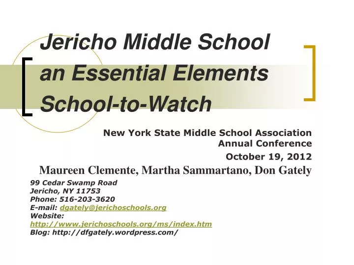 jericho middle school an essential elements school to watch