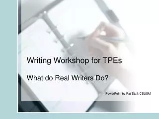 Writing Workshop for TPEs