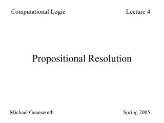 Propositional Resolution