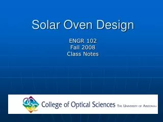 Solar Oven Design
