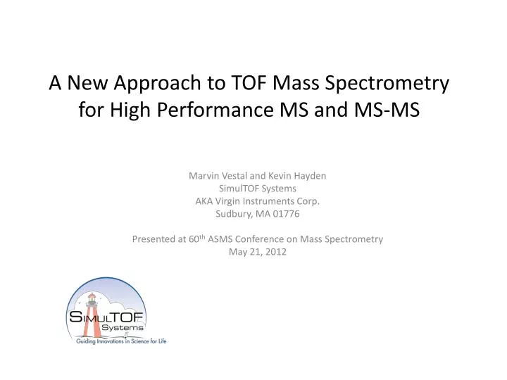 a new approach to tof mass spectrometry for high performance ms and ms ms