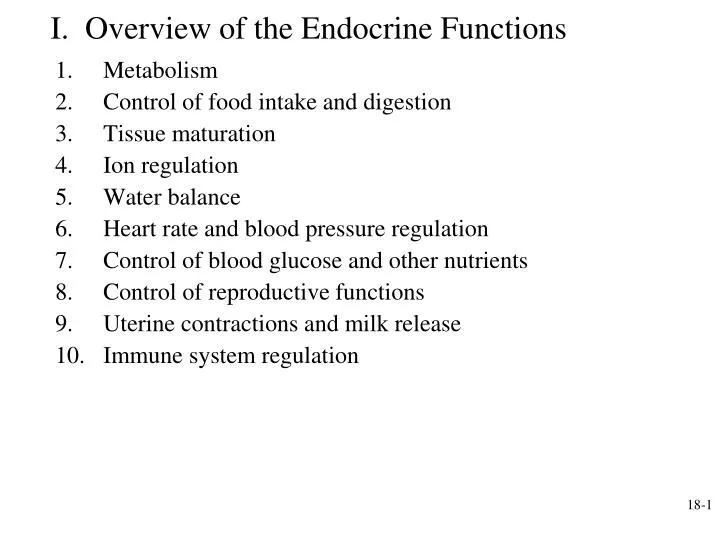i overview of the endocrine functions