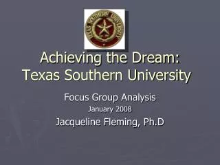 Achieving the Dream: Texas Southern University