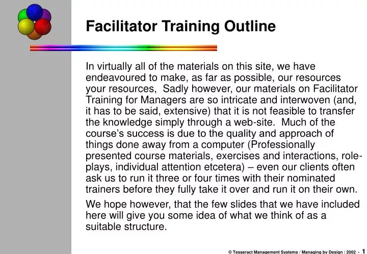 facilitator training outline