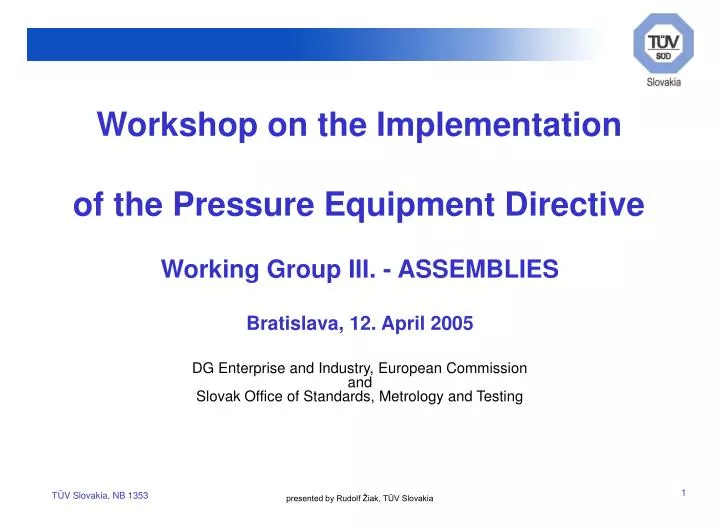 workshop on the implementation of the pressure equipment directive