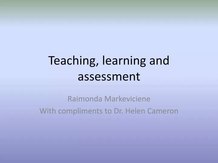 teaching learning and assessment