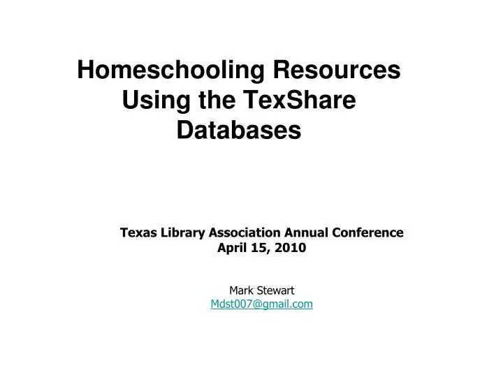 homeschooling resources using the texshare databases