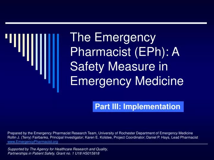 the emergency pharmacist eph a safety measure in emergency medicine