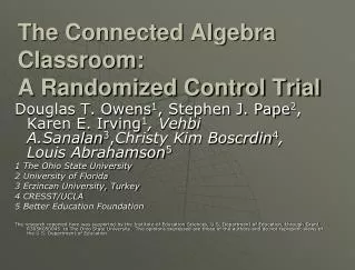 The Connected Algebra Classroom: A Randomized Control Trial