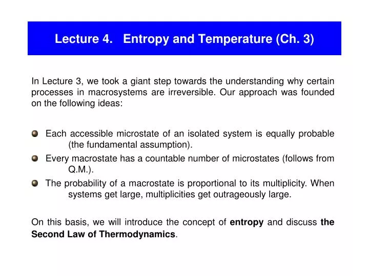 lecture 4 entropy and temperature ch 3