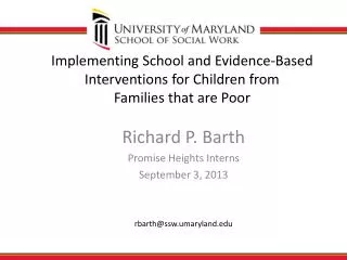 Implementing School and Evidence-Based Interventions for Children from Families that are Poor