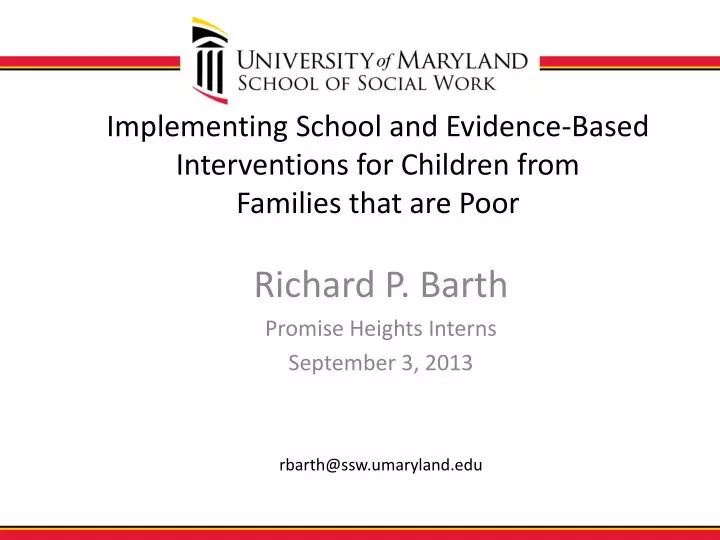 implementing school and evidence based interventions for children from families that are poor