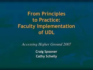 From Principles to Practice: Faculty Implementation of UDL