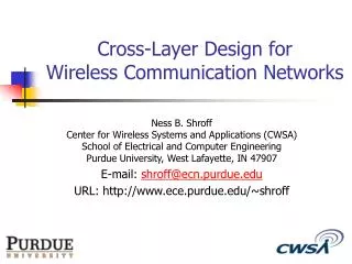 Cross-Layer Design for Wireless Communication Networks