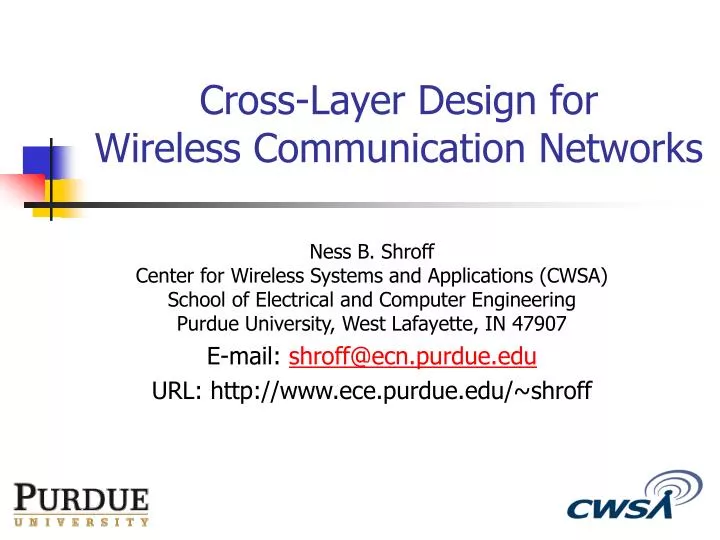 cross layer design for wireless communication networks