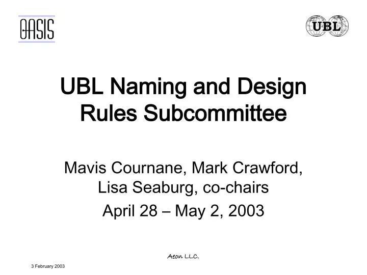 ubl naming and design rules subcommittee