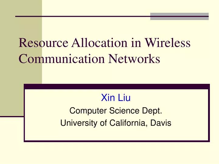resource allocation in wireless communication networks