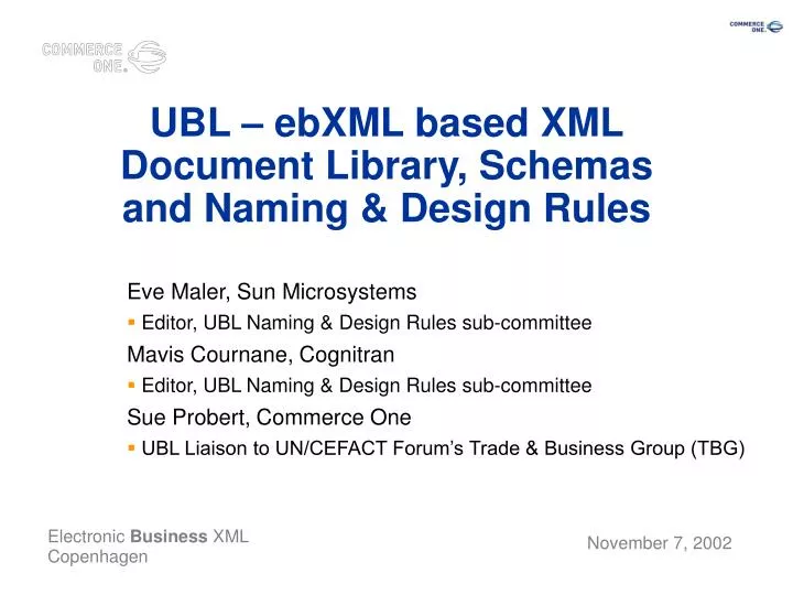 ubl ebxml based xml d ocument library schemas and n aming design rules