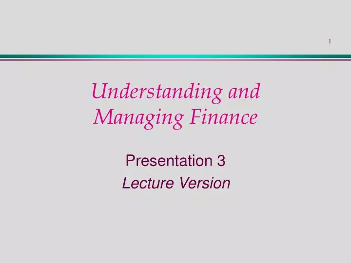 understanding and managing finance