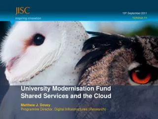 University Modernisation Fund Shared Services and the Cloud