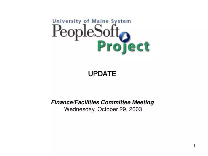 update finance facilities committee meeting wednesday october 29 2003