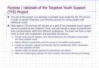 Purpose / rationale of the Targeted Youth Support (TYS) Project