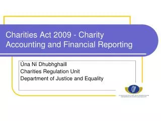 Charities Act 2009 - Charity Accounting and Financial Reporting