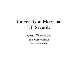 University of Maryland I.T. Security