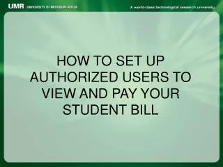 HOW TO SET UP AUTHORIZED USERS TO VIEW AND PAY YOUR STUDENT BILL