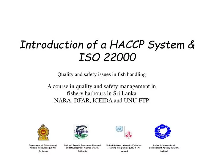 introduction of a haccp system iso 22000