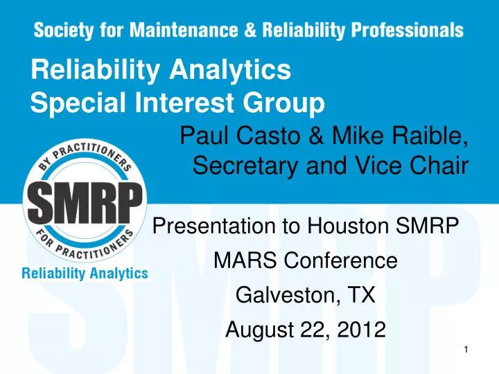 reliability analytics special interest group