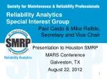 Reliability Analytics Special Interest Group - slide 1