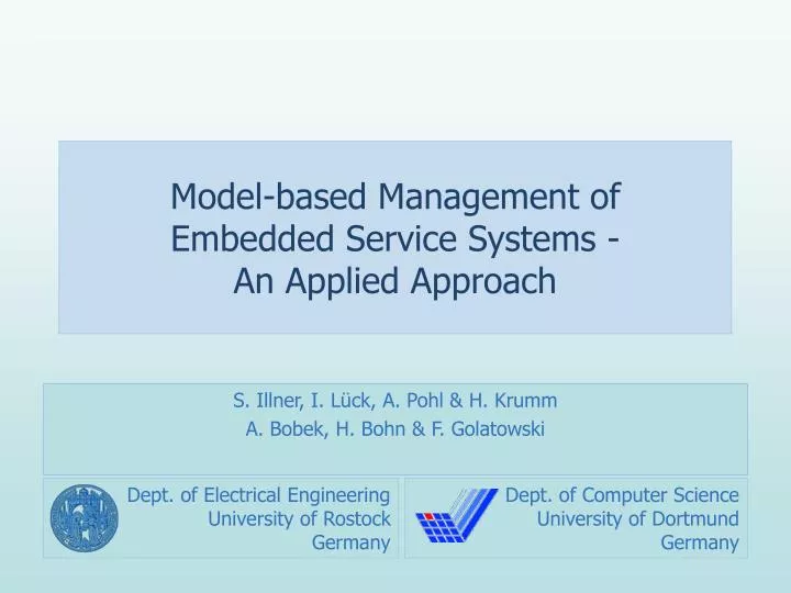 model based management of embedded service systems an applied approach