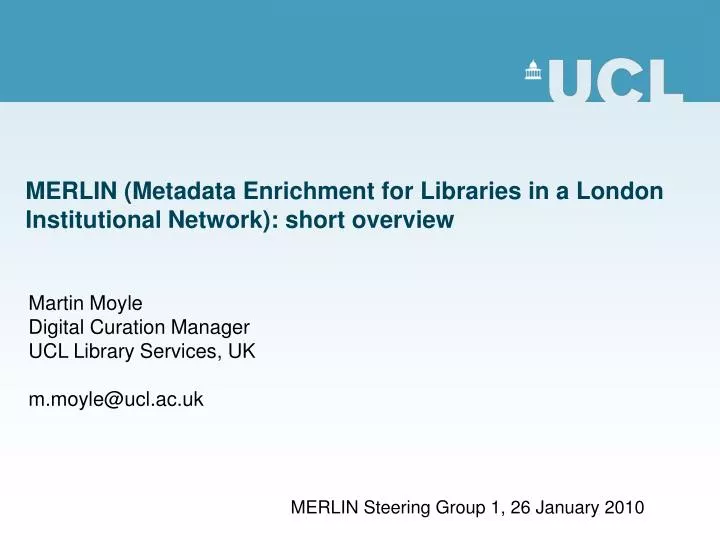 merlin metadata enrichment for libraries in a london institutional network short overview