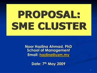 PROPOSAL: SME CLUSTER