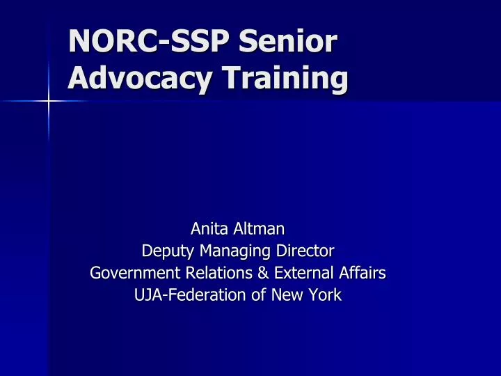 norc ssp senior advocacy training