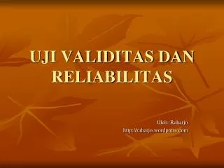 uji validitas dan reliabilitas