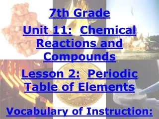 7th Grade Unit 11: Chemical Reactions and Compounds Lesson 2: Periodic Table of Elements