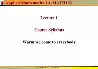 Applied Mathematics 1A-MATH132
