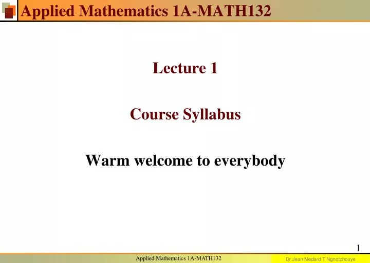 applied mathematics 1a math132
