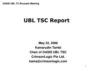 UBL TSC Report