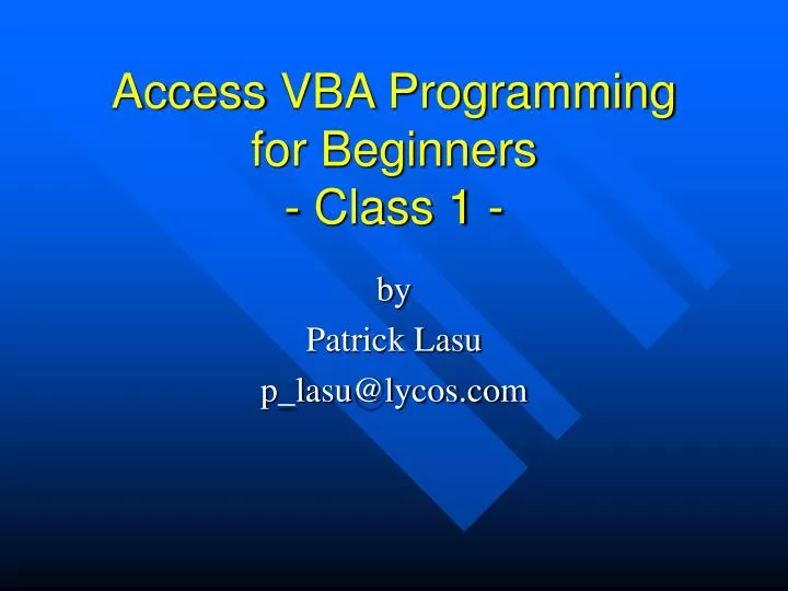 access vba programming for beginners class 1