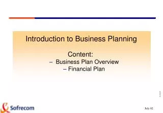 Introduction to Business Planning