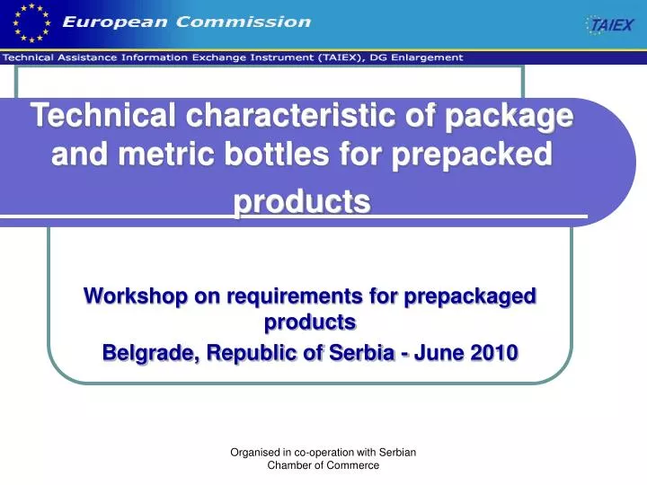 technical characteristic of package and metric bottles for prepacked products