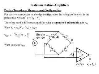 Instrumentation Amplifiers Passive Transducer Measurement Configuration :