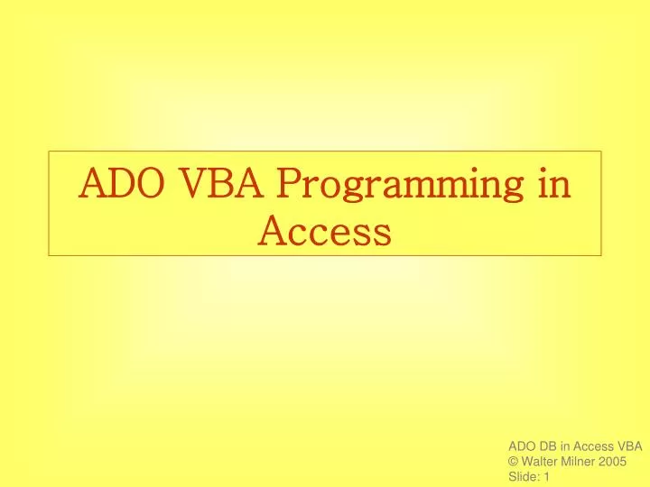ado vba programming in access