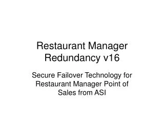 Restaurant Manager Redundancy v16