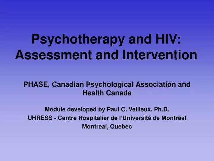 psychotherapy and hiv assessment and intervention