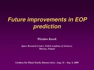 Future improvements in EOP prediction